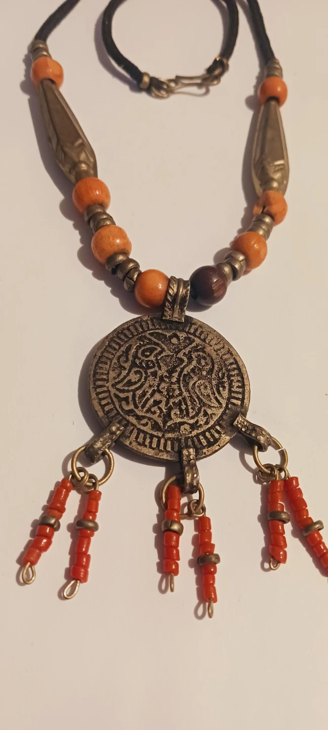 Antique Berber Morrocan Ethnic Tribal Coin Pendant Necklace - photo 3