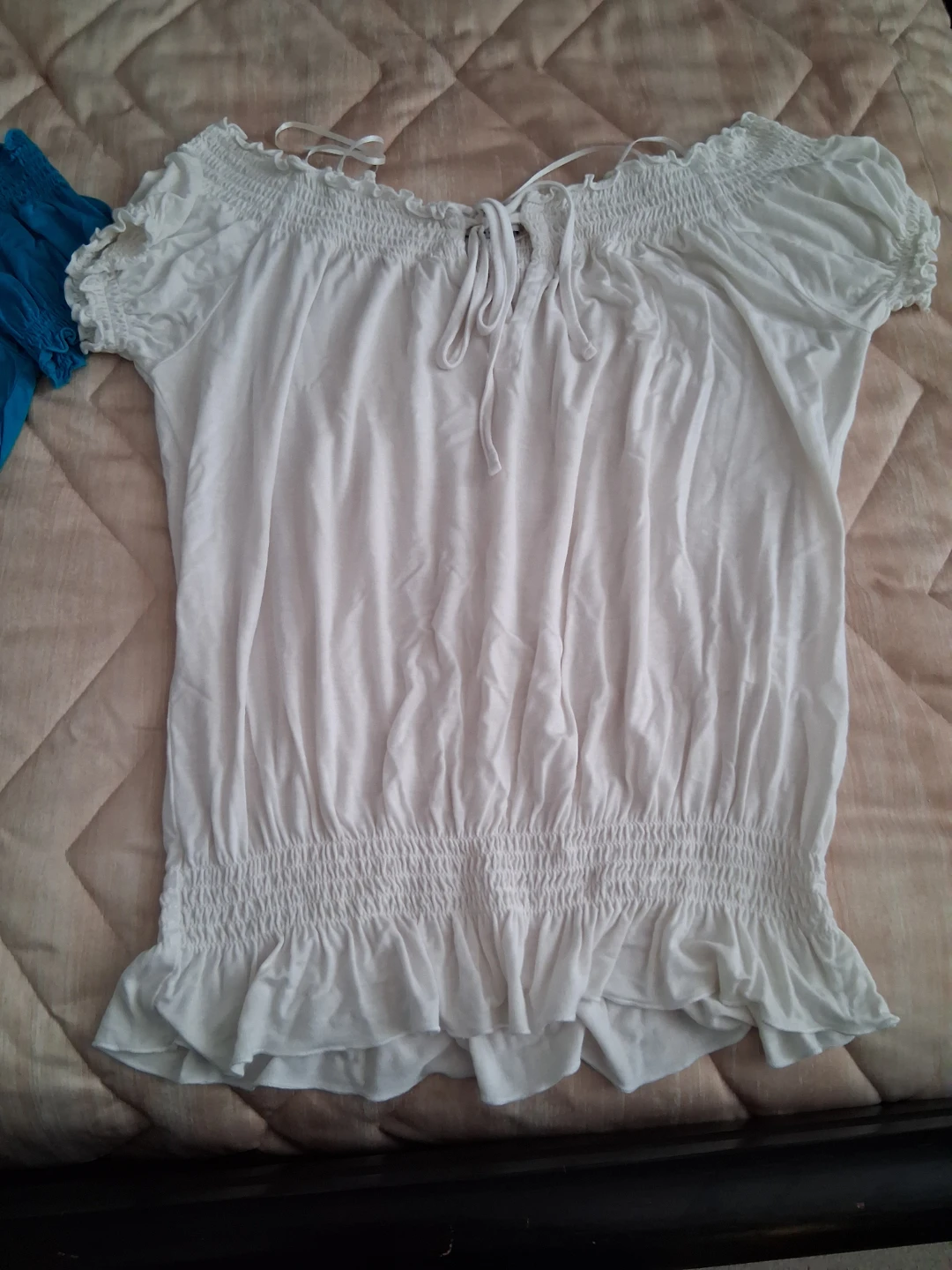 White Smocked Off-Shoulder Top