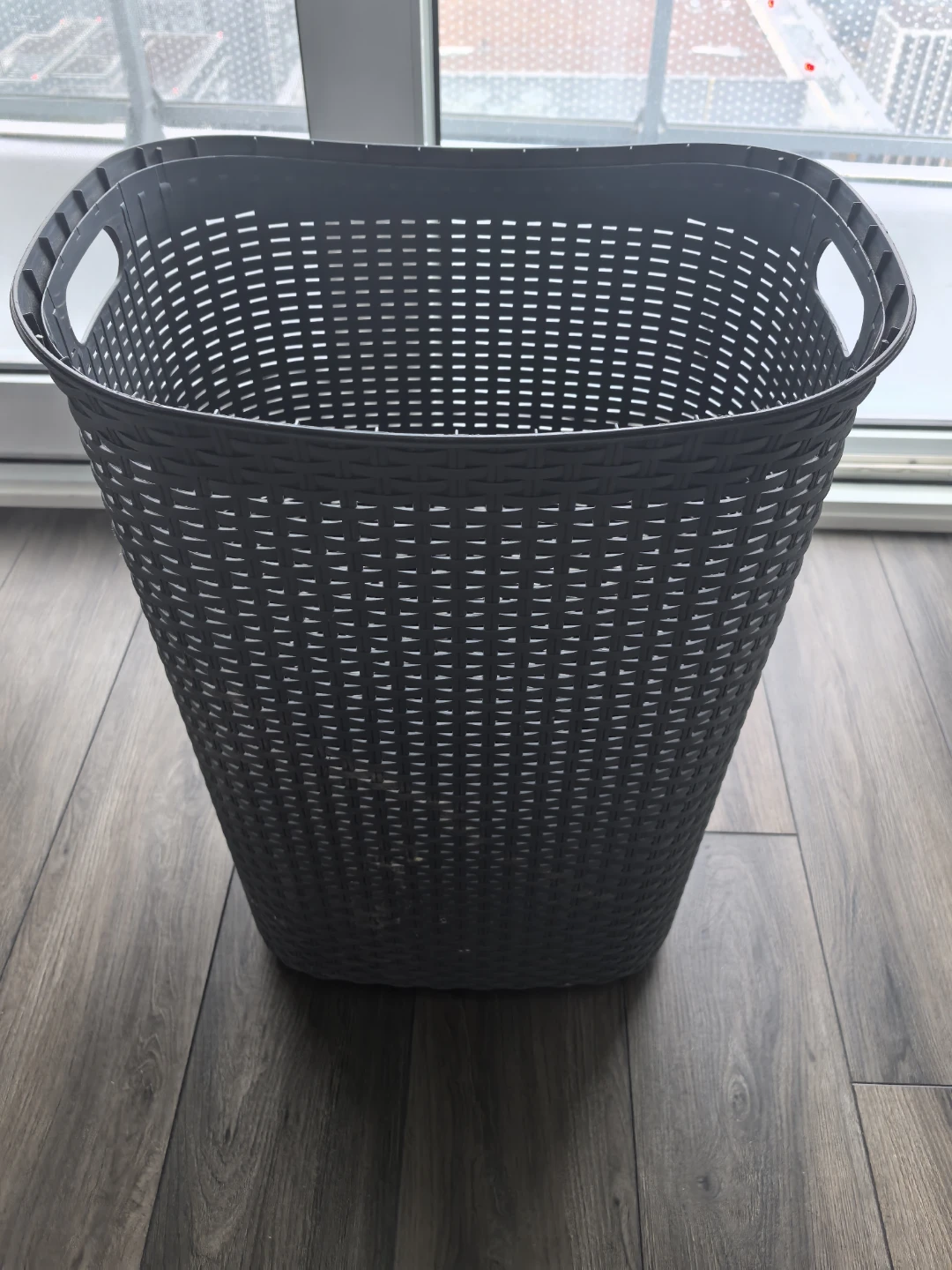 Grey Woven Laundry Basket with Handles