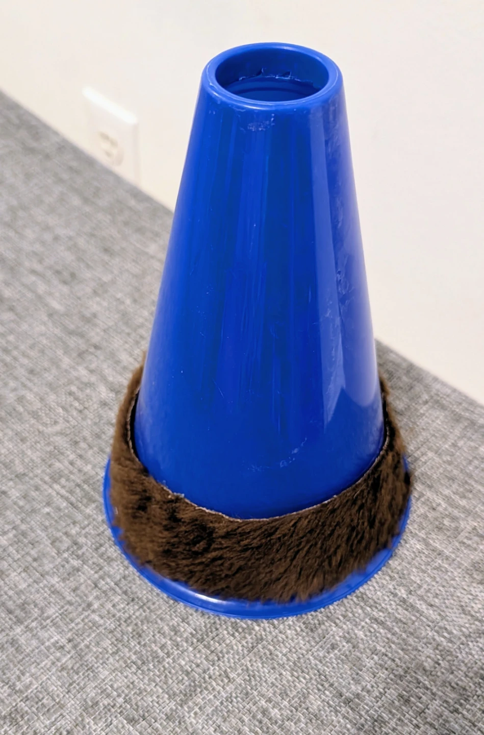 Blue Plastic Toy Megaphone Prop with Faux Fur Trim