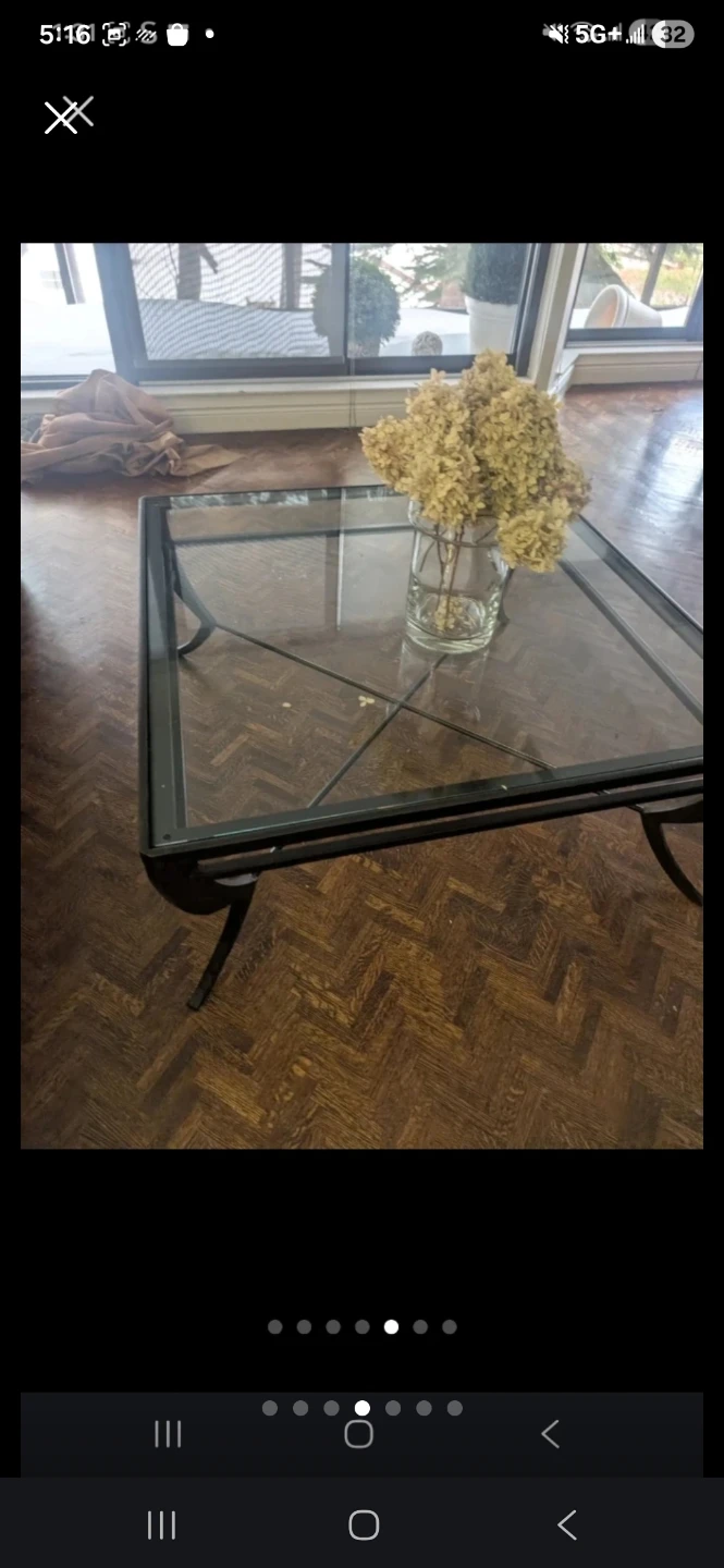Glass Top Coffee Table with Metal Frame