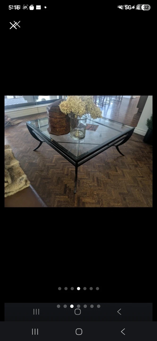 Glass Top Coffee Table with Metal Frame - photo 4