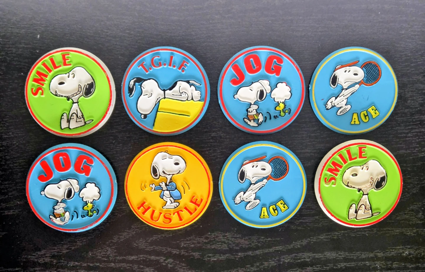 8 Vintage 1958 Snoopy/Peanuts Plastic Butterfly Buttons