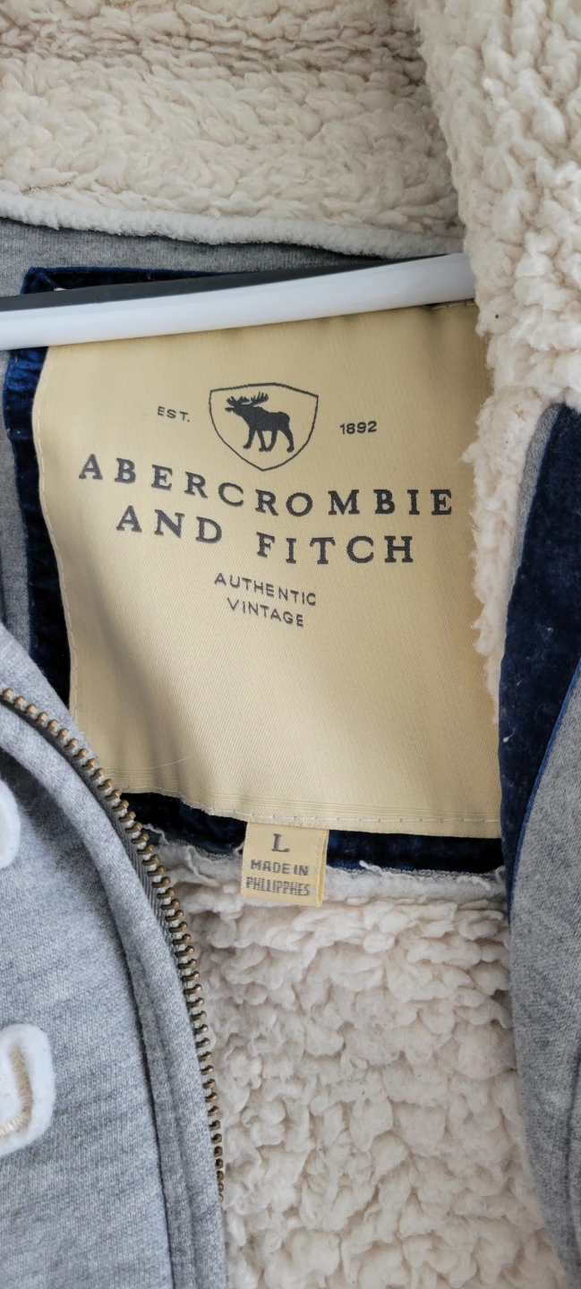 Abercrombie and Fitch Sherpa Lined Zip-Up Hoodie - Grey - Size L - photo 2