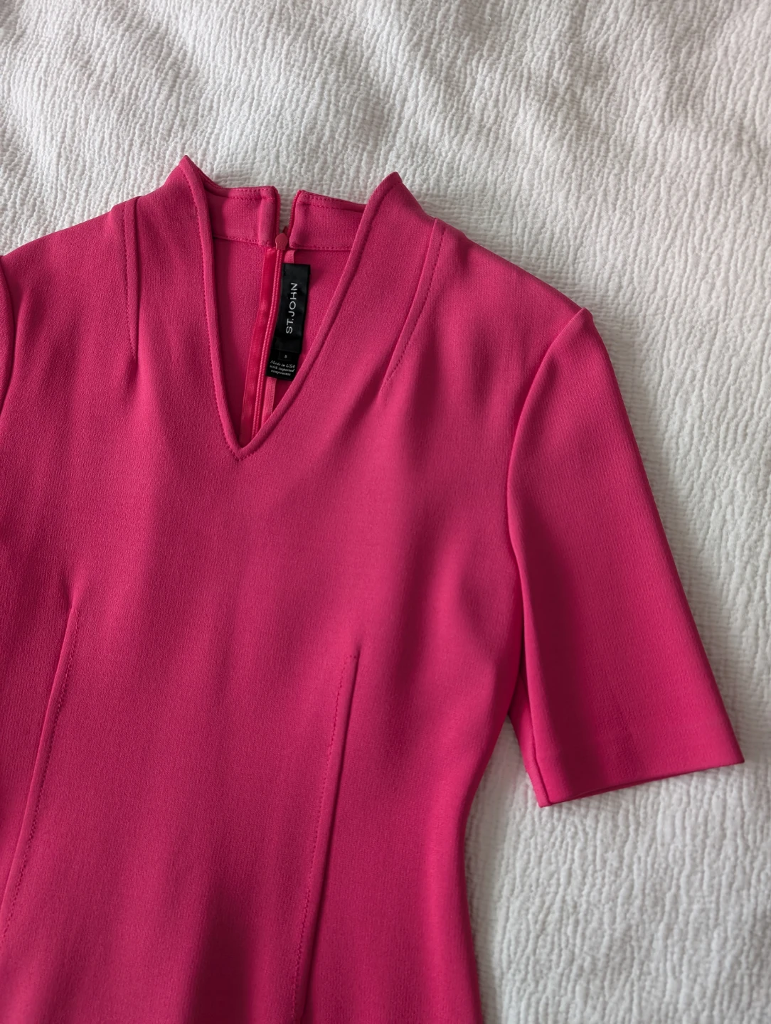St. John Pink V-Neck Sheath Dress Size 8