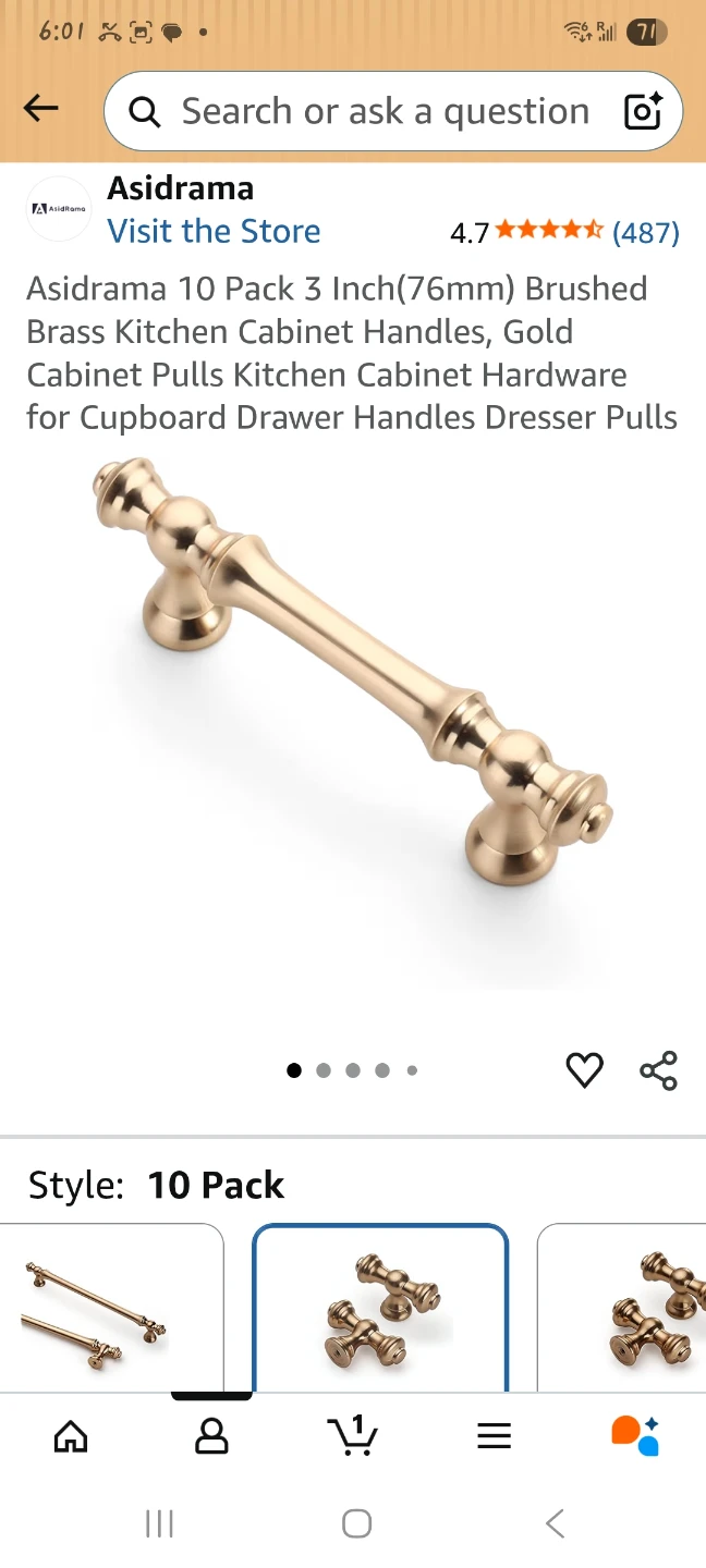 10 Pack 3 Inch Brushed Brass Kitchen Cabinet Handles
