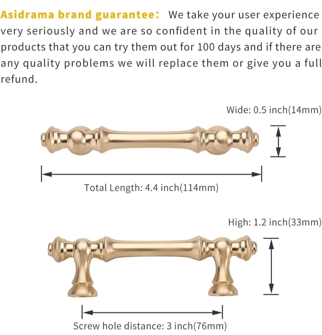 10 Pack 3 Inch Brushed Brass Kitchen Cabinet Handles - photo 3