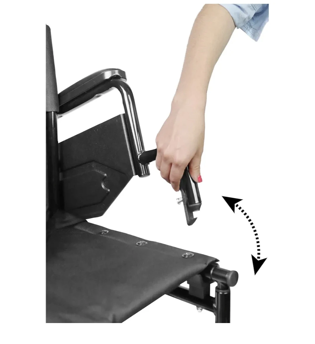 Black Folding Transport Wheelchair 113 kg Capacity - photo 4