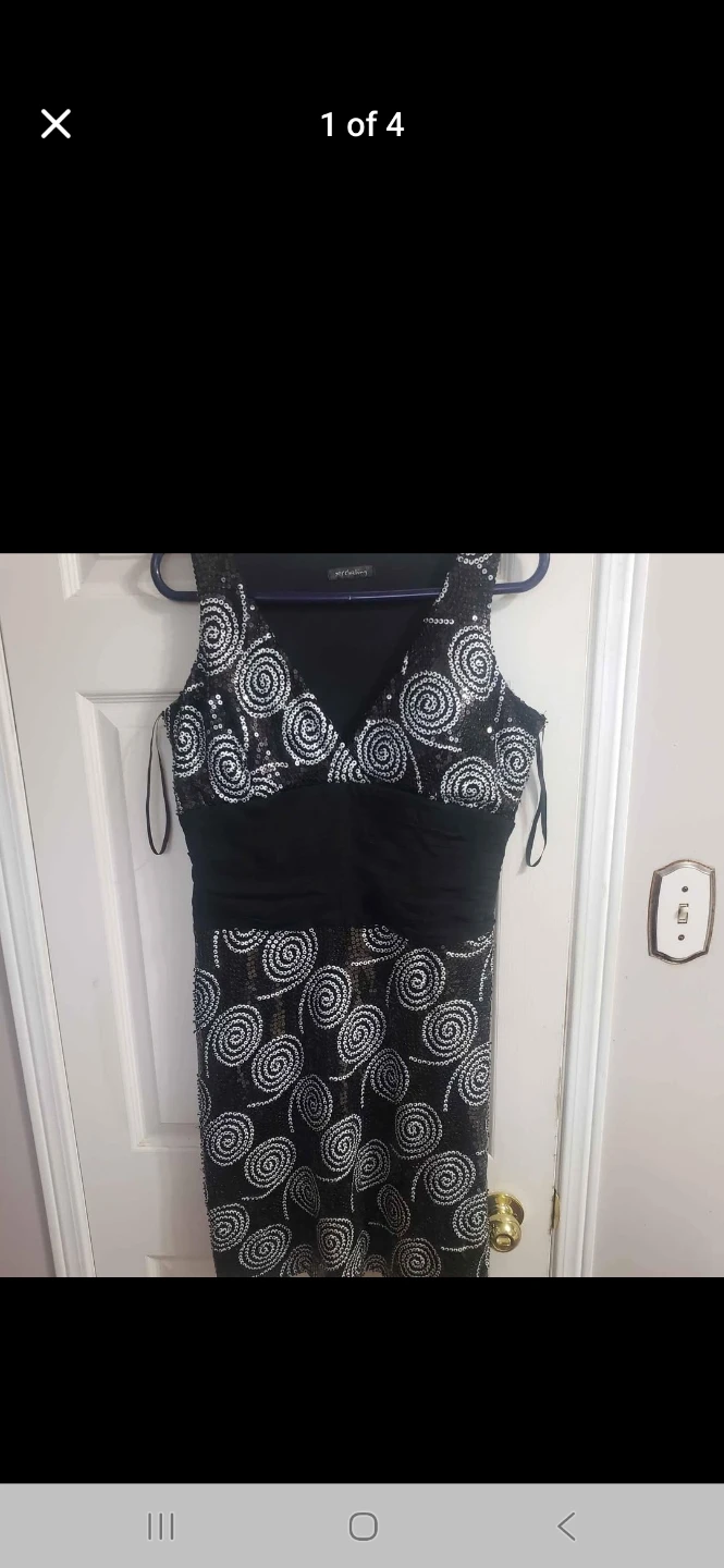 Sparkly Black Dress with Swirl Design
