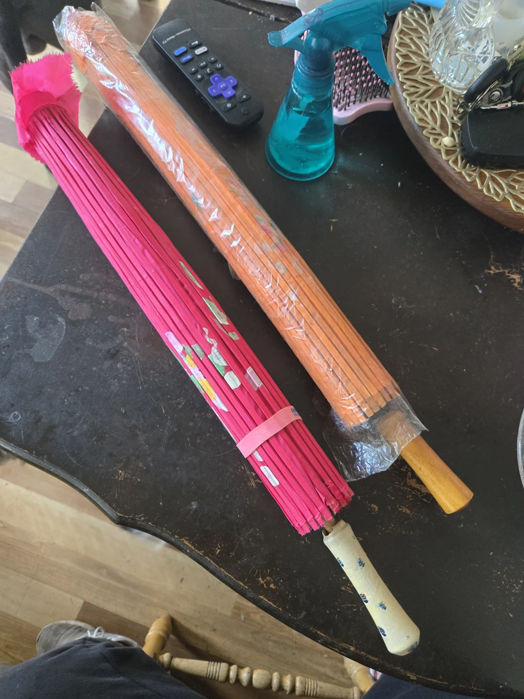 2 Paper Parasols - Pink and Orange - photo 2