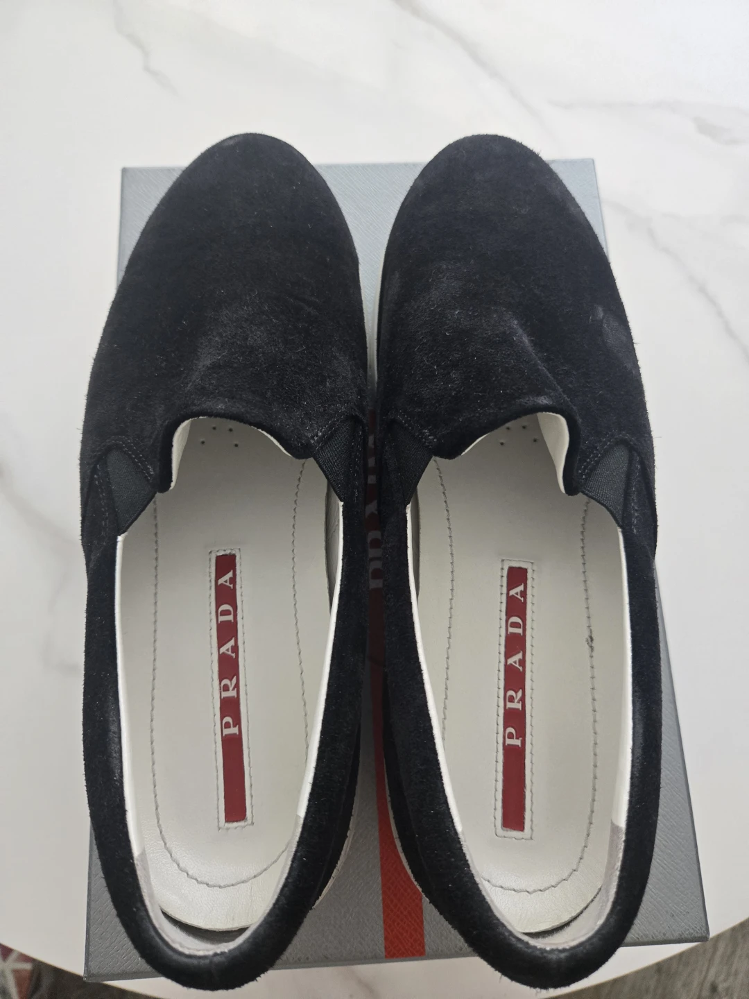 Prada Black Suede Slip-On Sneakers size 9