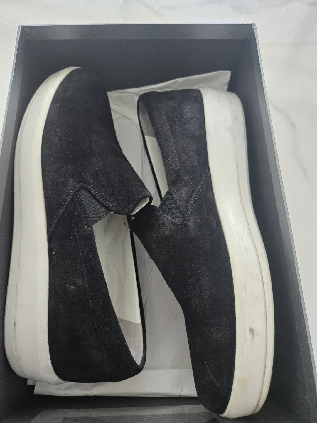 Prada Black Suede Slip-On Sneakers size 9 - photo 4