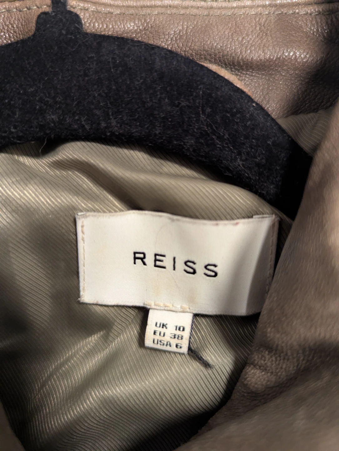 REISS Brown Leather Biker Jacket - Women's UK 10 - photo 2