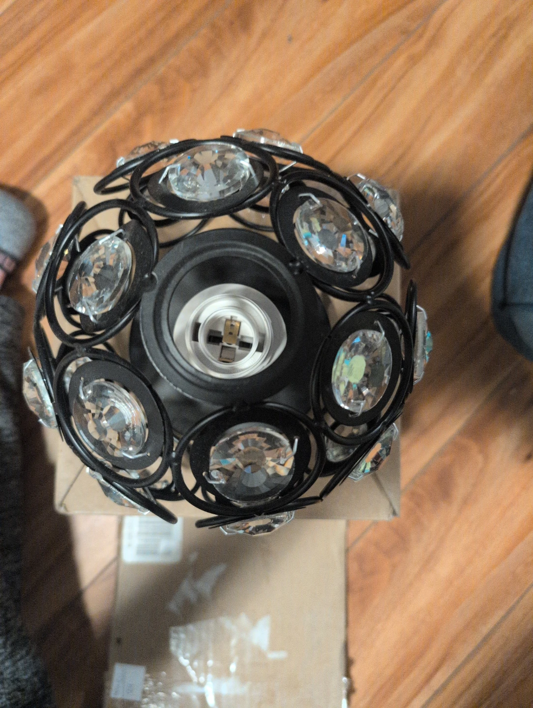 Decorative Black Metal and crystal light fixture