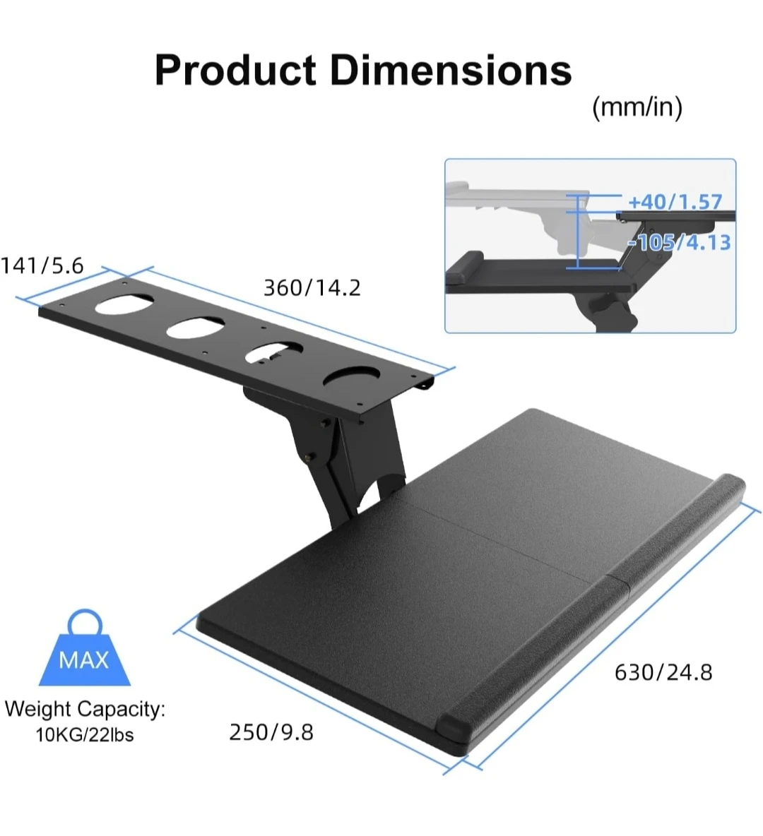 Suptek Under Desk Keyboard Tray - photo 2