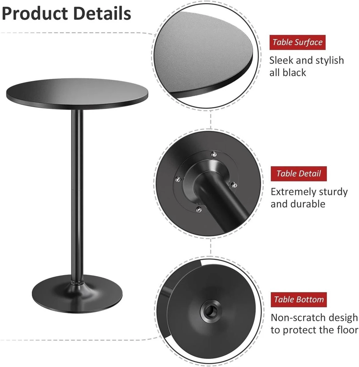 Brand New>Black Round Bar Table - photo 3
