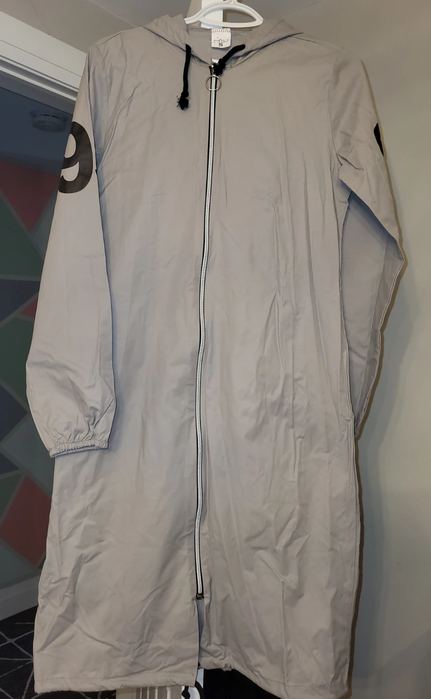 Lightweight Grey Longline Hooded Jacket