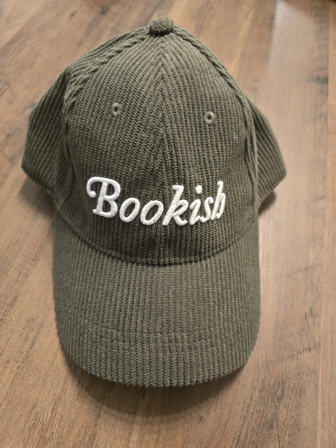Indigo "Bookish" Corduroy Baseball Cap - Olive Green