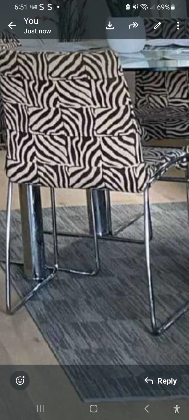 4piece chairs zebra print beautiful design