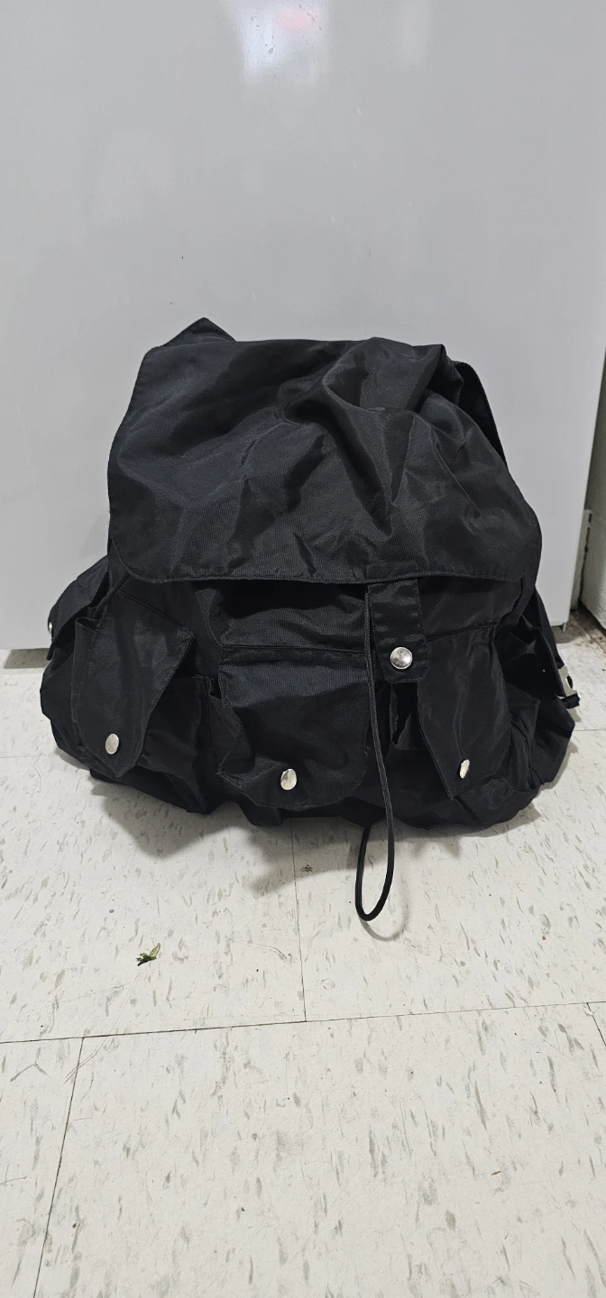 Black Nylon Backpack with Multiple Pockets - photo 2