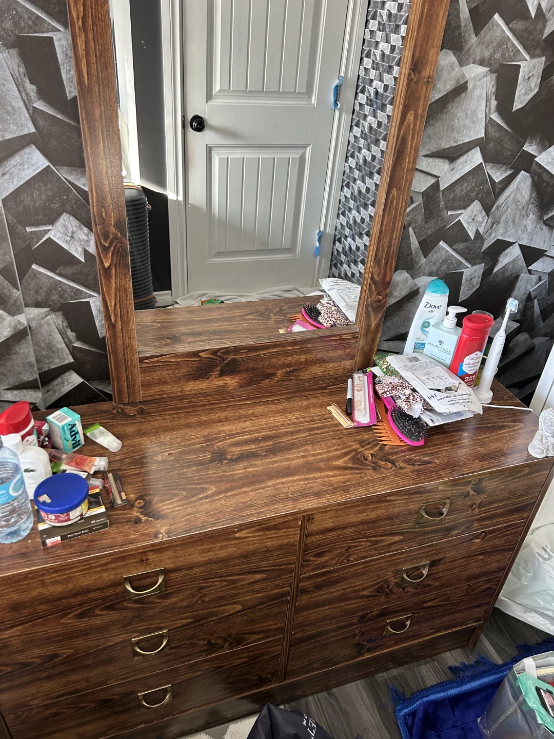 Nice wood mirror and dresser