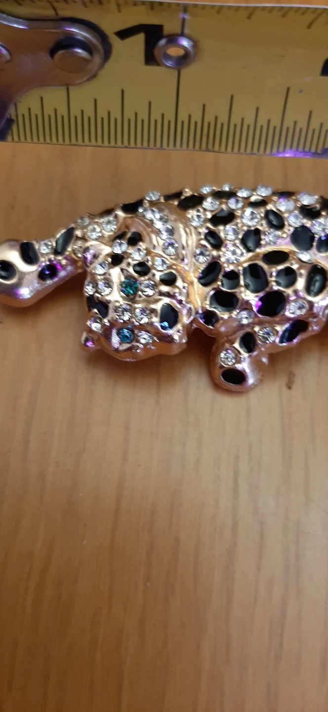 Leopard Brooch Pin Rhinestone Crystal Animal Cat Pin - photo 3