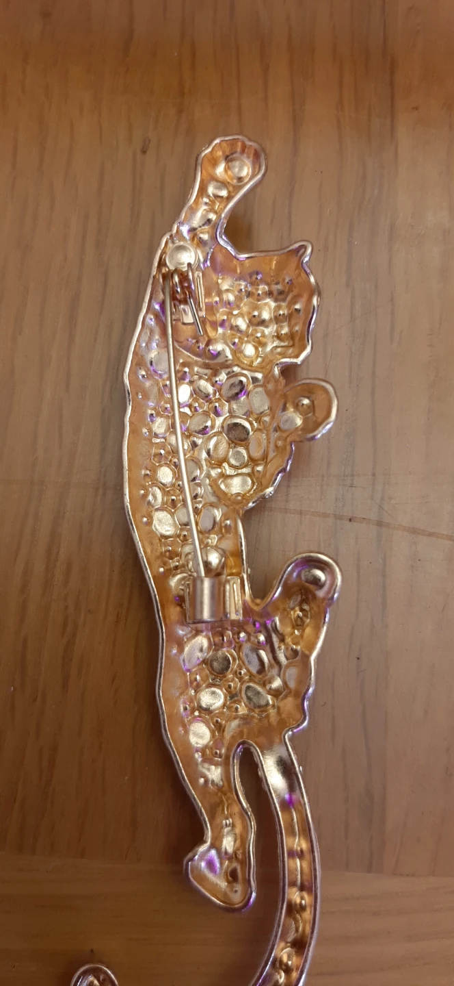 Leopard Brooch Pin Rhinestone Crystal Animal Cat Pin - photo 4