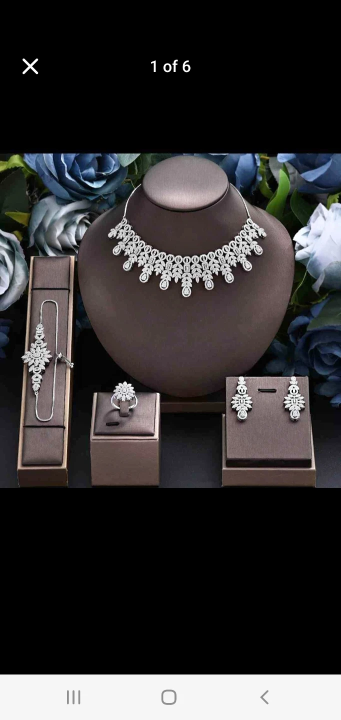 Rhinestone Jewellery Set - Necklace, Earrings, Bracelet, Ring