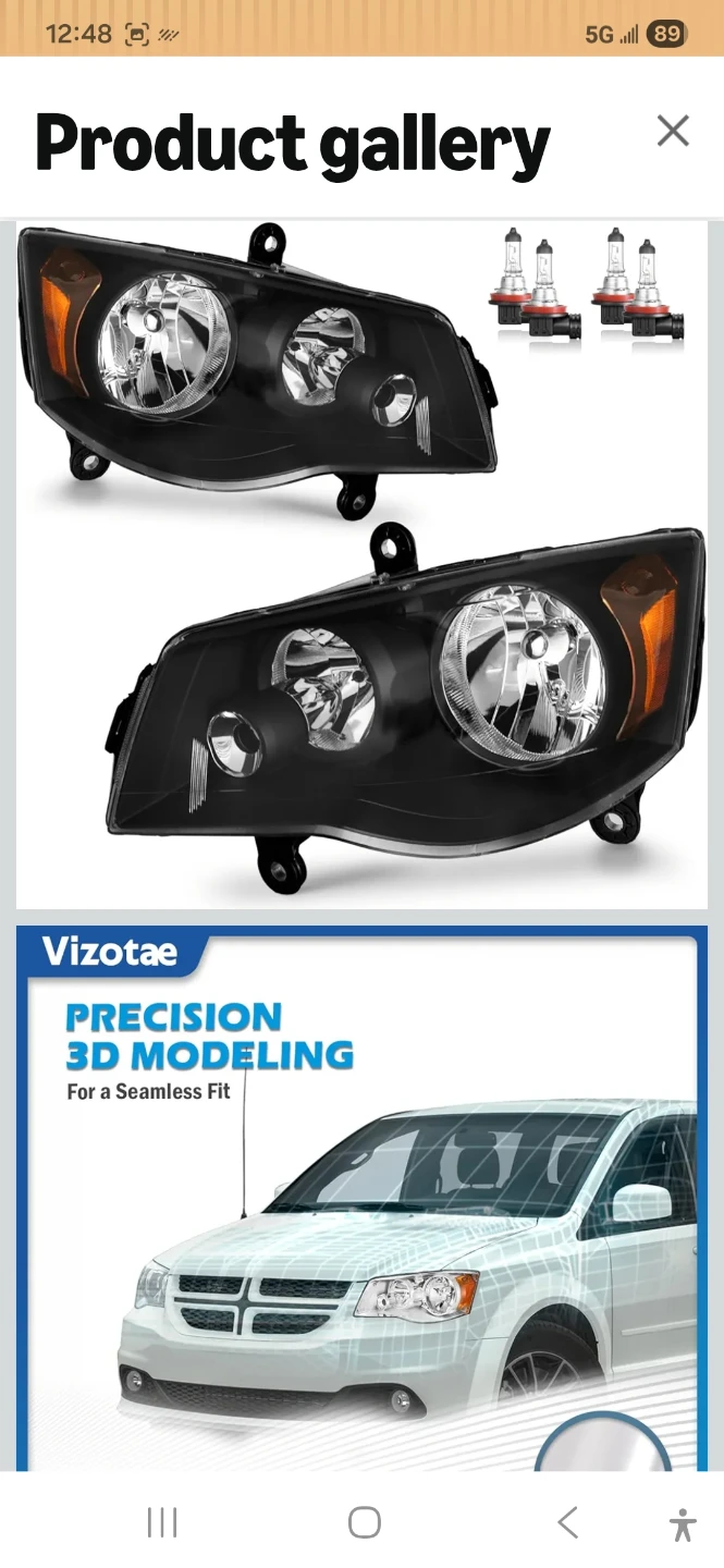 Vizotae Black Headlights for Dodge Grand Caravan