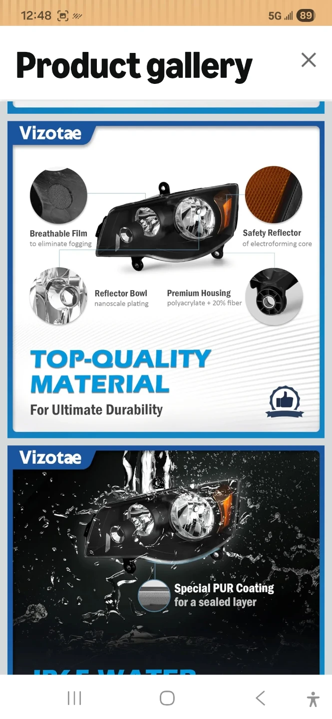 Vizotae Black Headlights for Dodge Grand Caravan - photo 2
