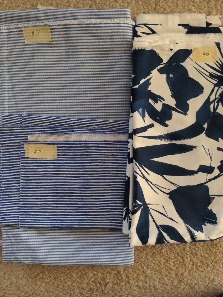 Blue Stripe and Floral Cotton Fabrics