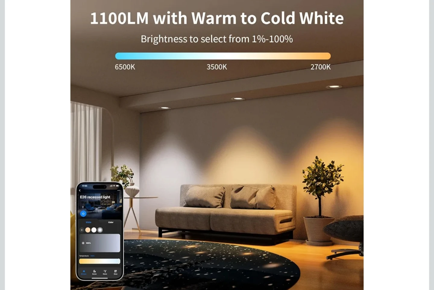 PETEME Smart LED Can Lights - 6" 6-Pack - photo 3