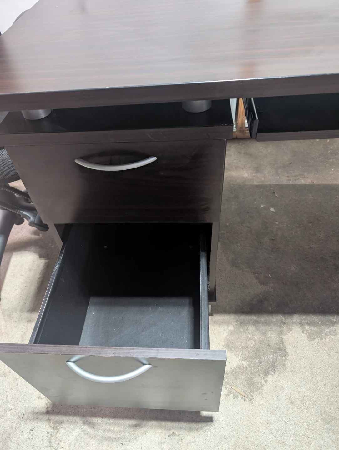 Dark Brown Desk with Drawers and Keyboard Tray - photo 2