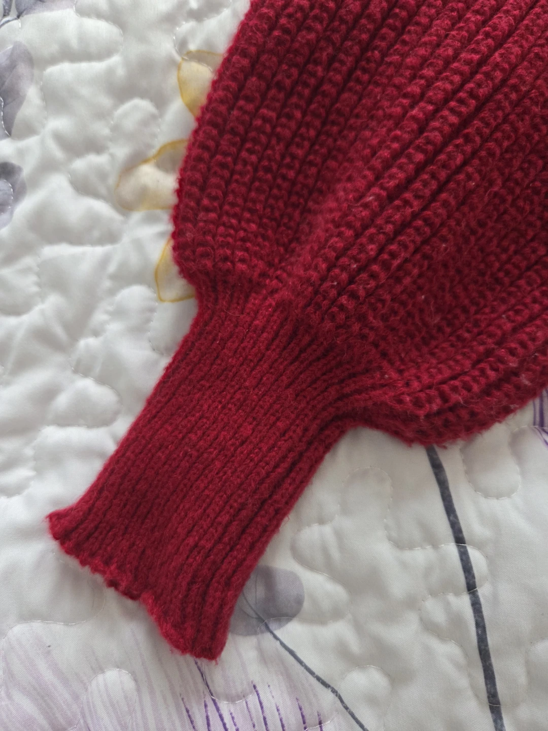 UpTo4/26 - Red Knit Oversized Sweater with Balloon Sleeves XS-M - photo 2