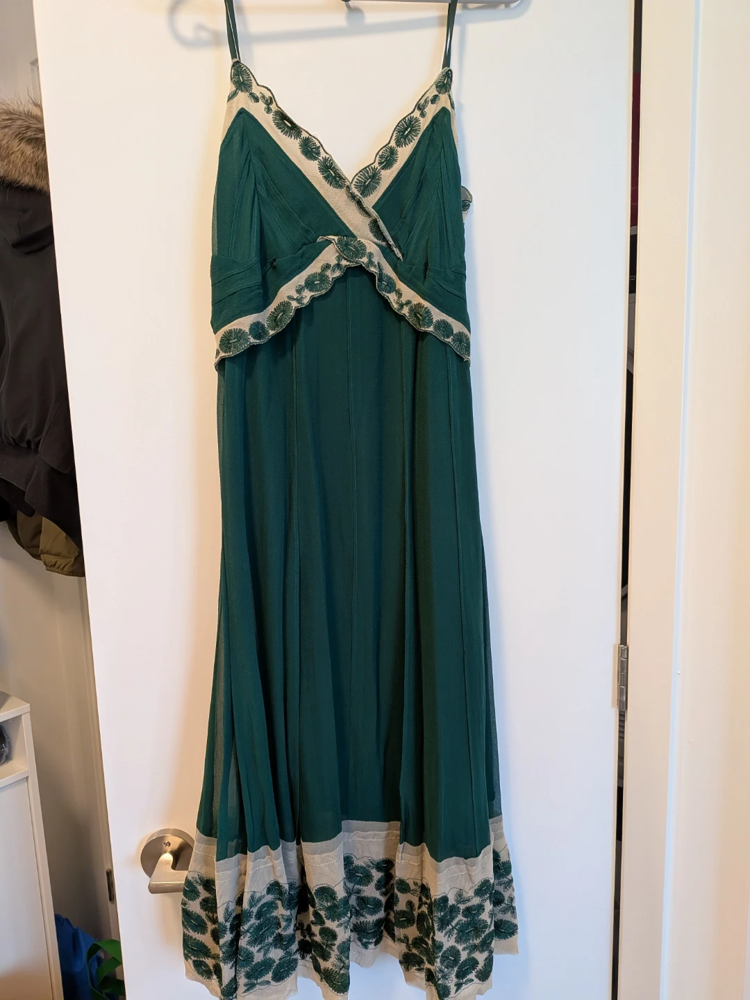 Karen Millen Green Lace Trim Slip Dress