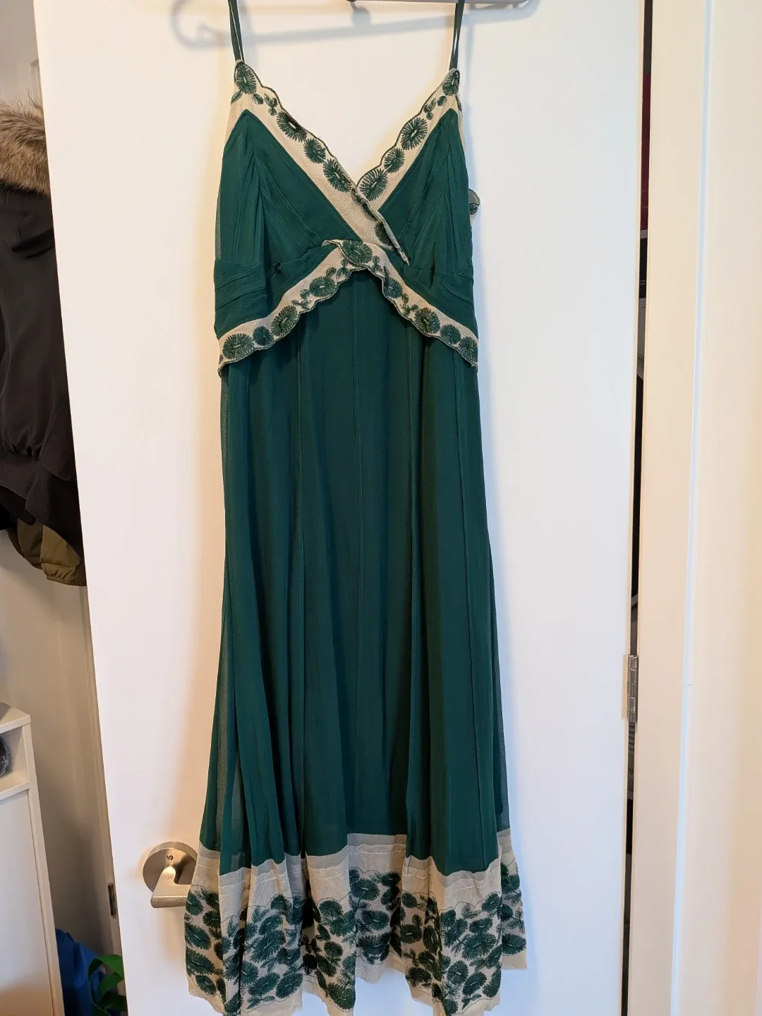 Karen Millen Green Lace Trim Slip Dress