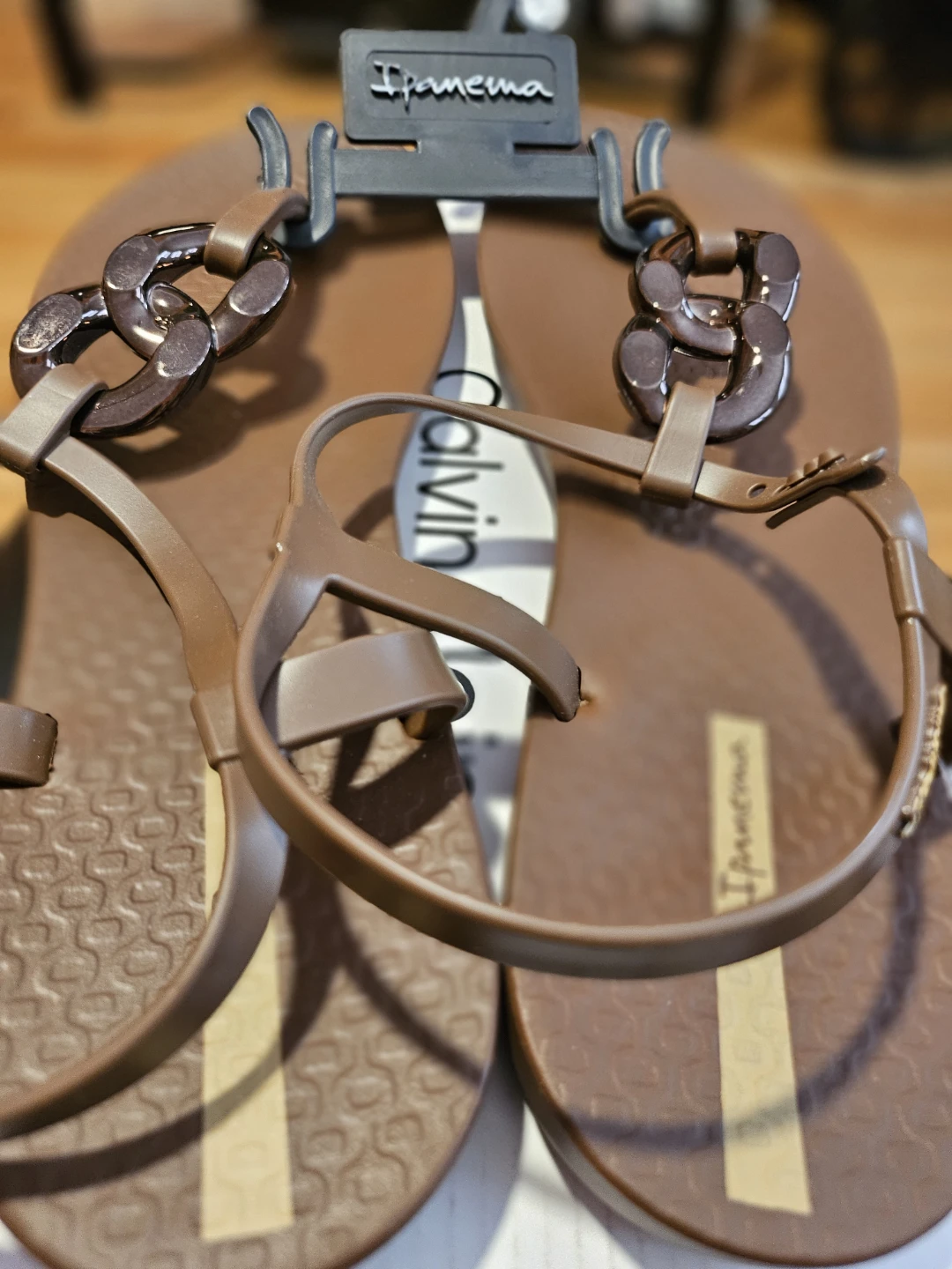 Ipanema Brown Chain Detail Sandals - Size 10 - photo 3