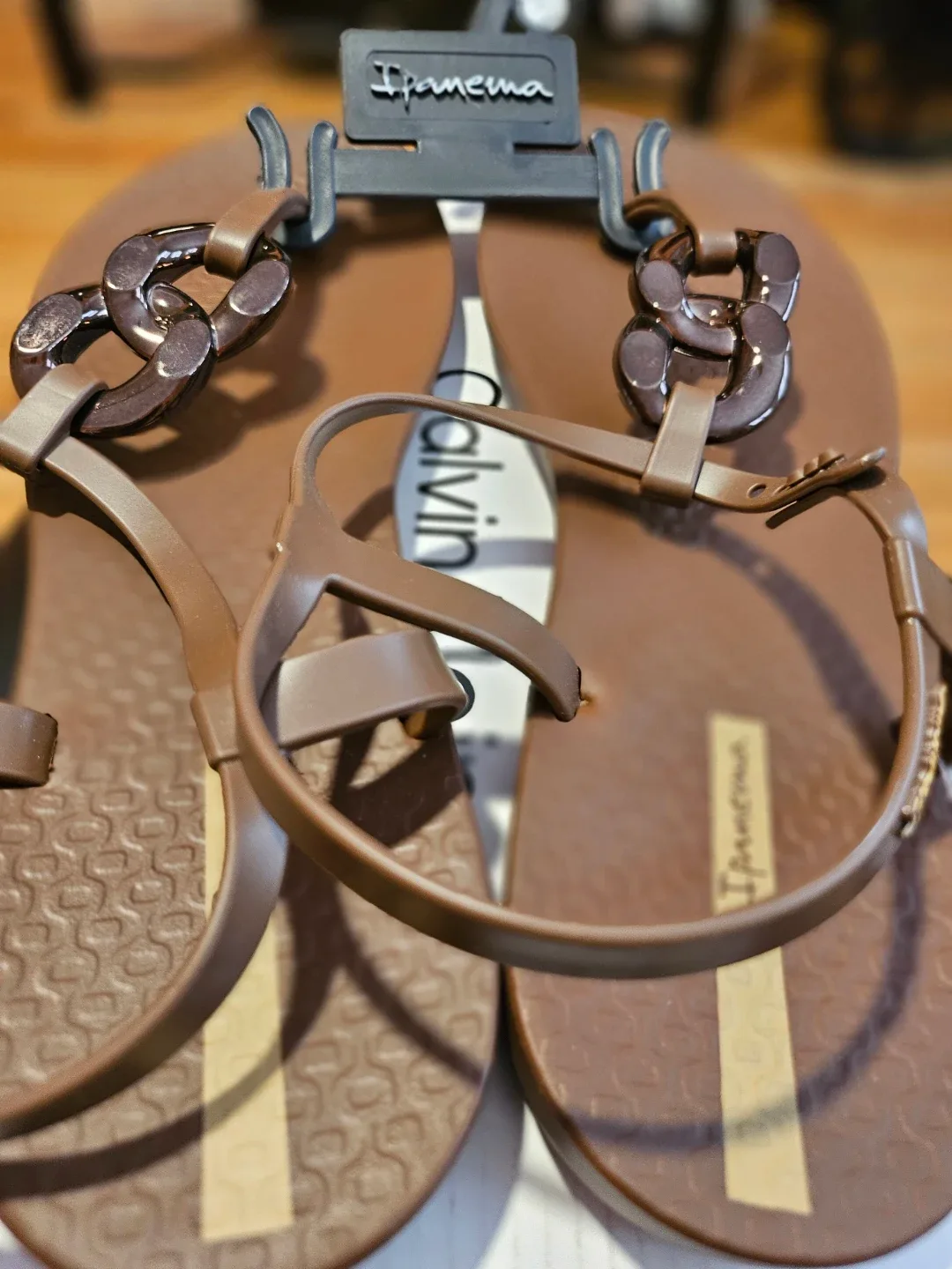 Ipanema Brown Chain Detail Sandals - Size 10 - photo 3