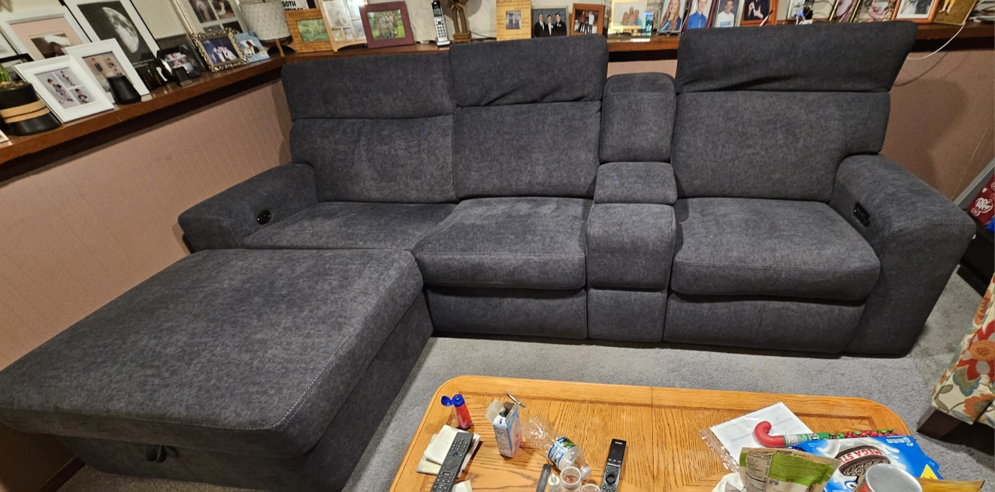 Dark Gray Reclining Sofa with Storage