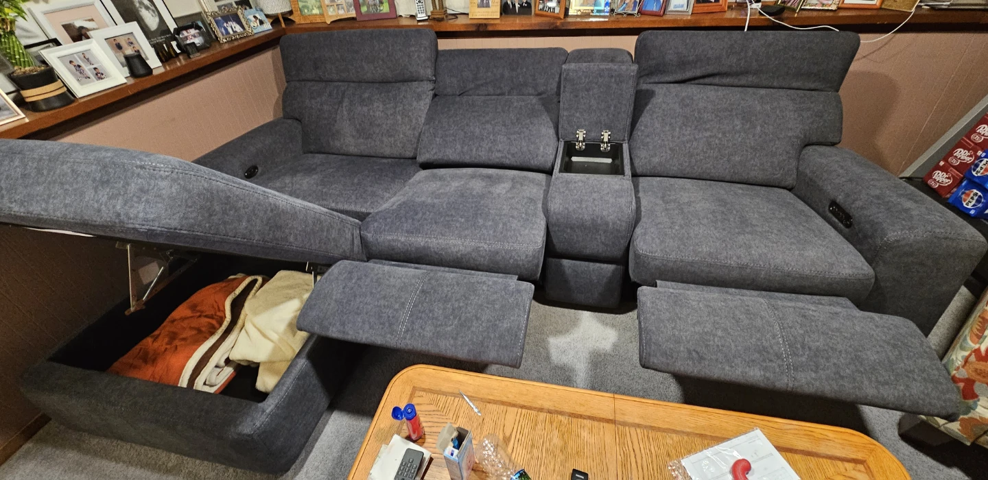 Dark Gray Reclining Sofa with Storage - photo 2
