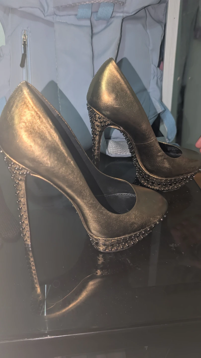 Price is flexible!!!, Brian Atwood Gold Studded Pumps