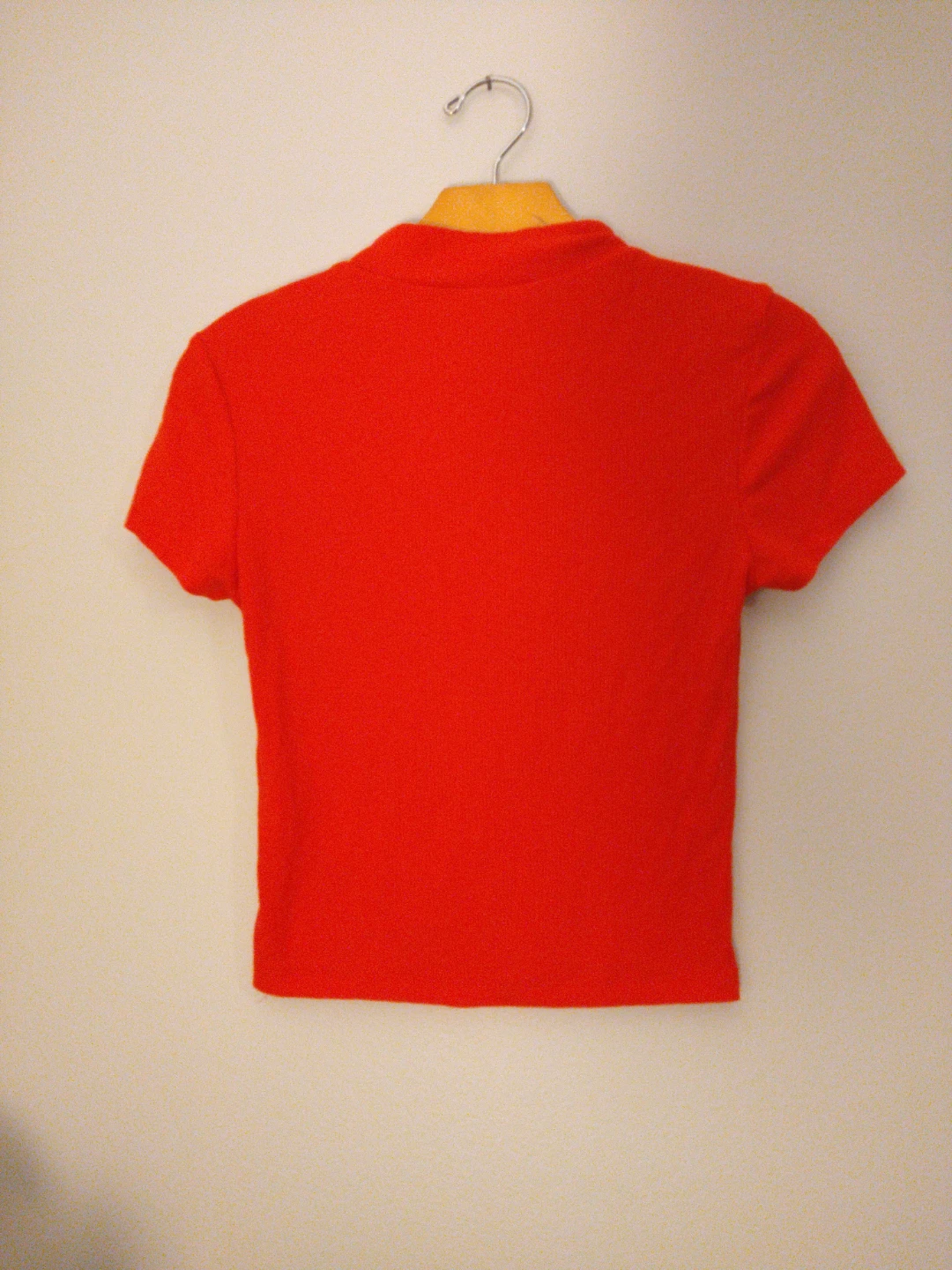Women’s Mock Neck Slim Fit Knit Blood Orange Crop Top Small - photo 4