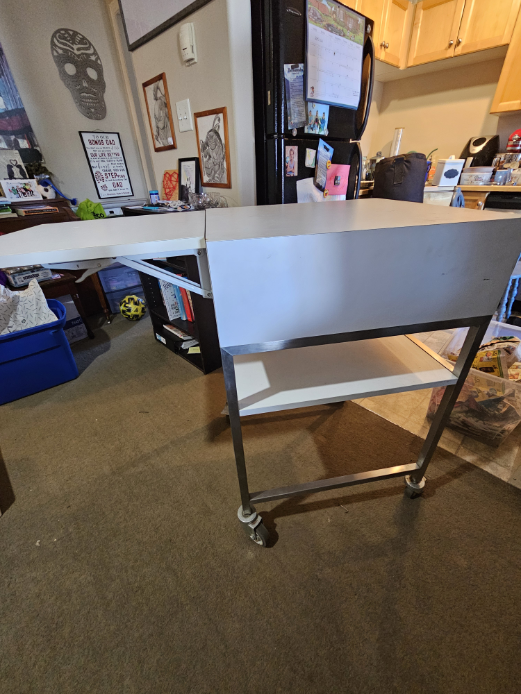 White Drop Leaf Kitchen Cart - photo 2