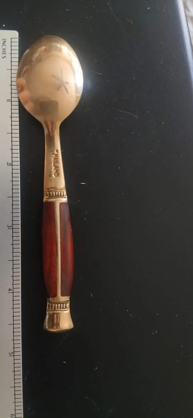🌱 Vintage Bronze demitasse Spoon with RoseWood Handle - photo 2
