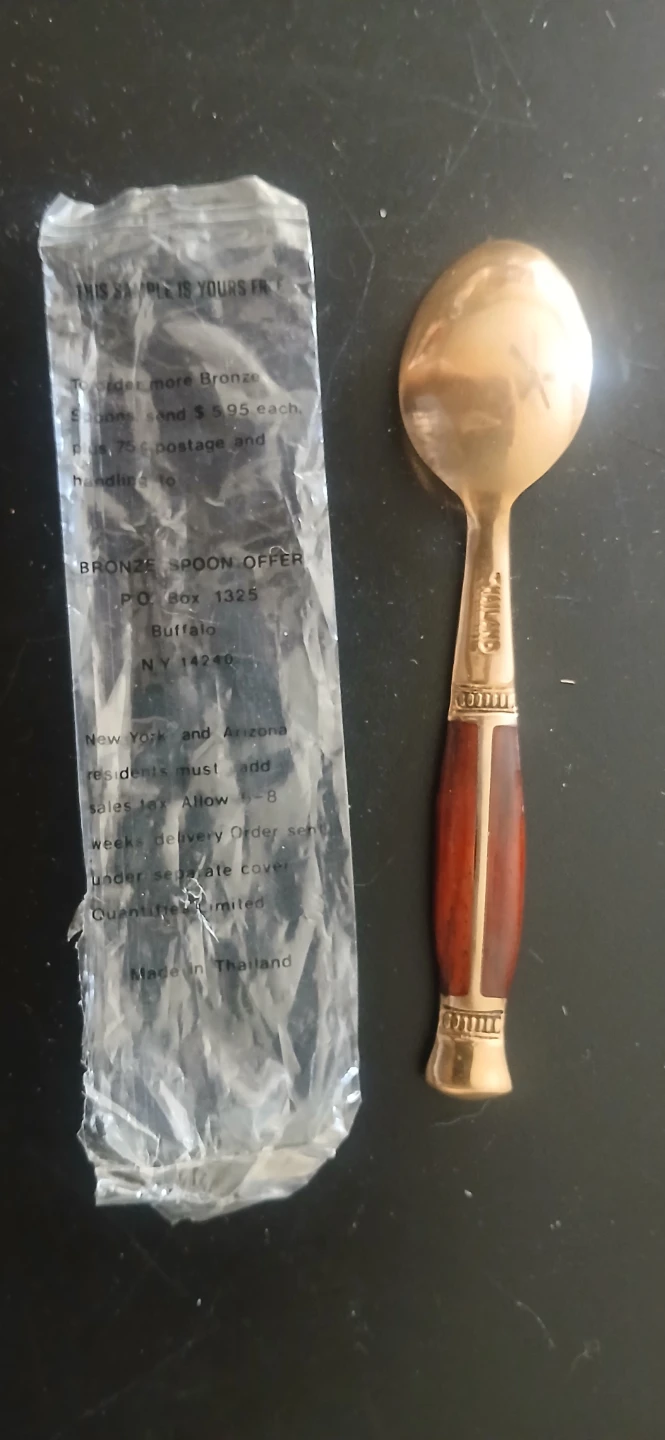 🌱 Vintage Bronze demitasse Spoon with RoseWood Handle - photo 3