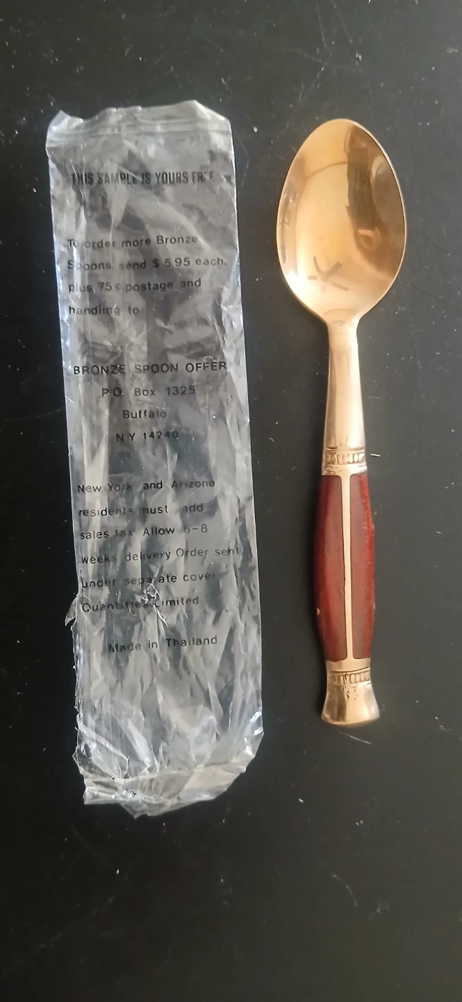 🌱 Vintage Bronze demitasse Spoon with RoseWood Handle - photo 4