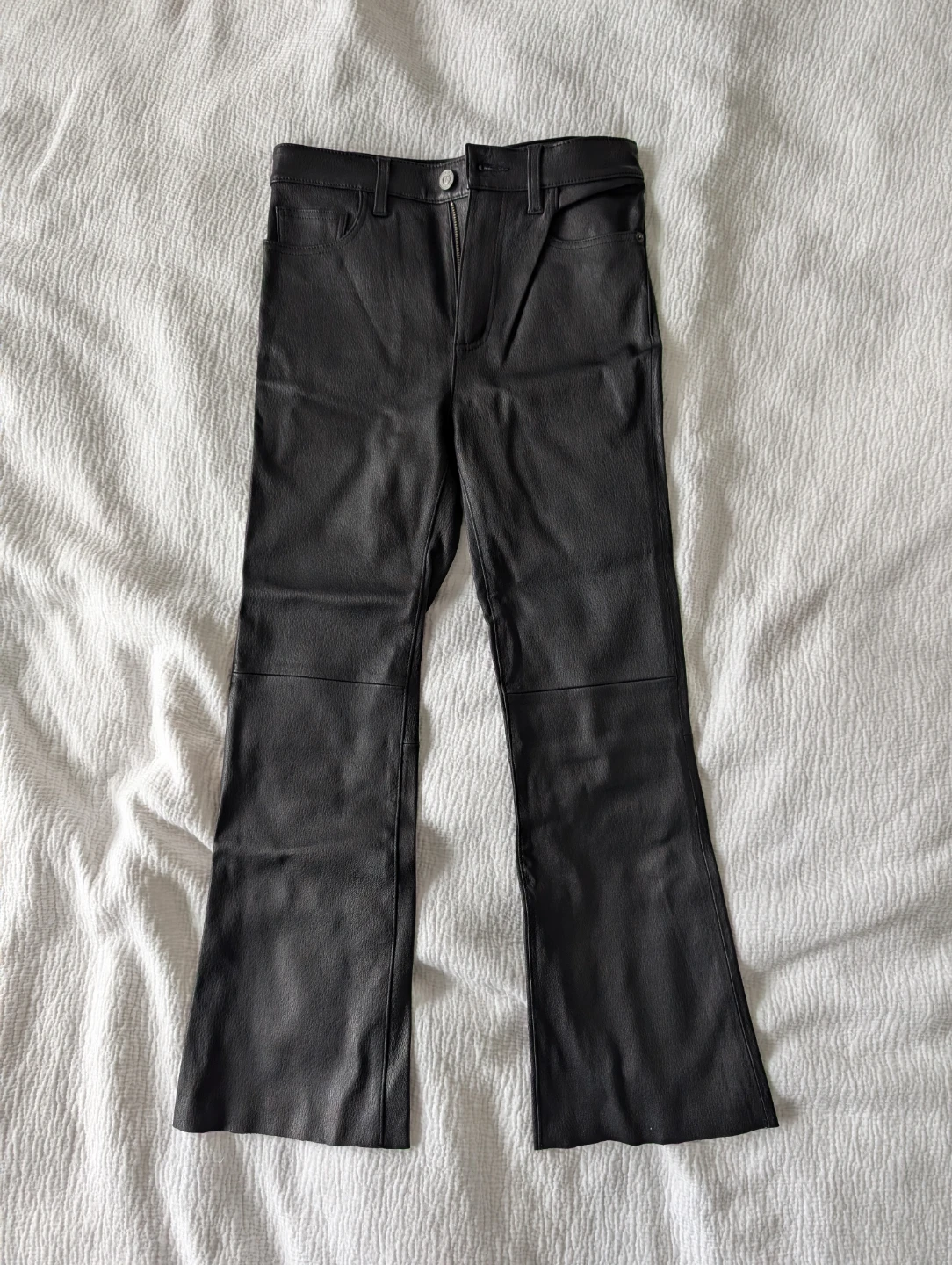 Current/Elliott Black Leather Flare Pants Size 27