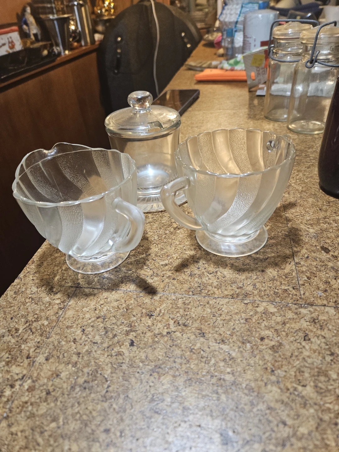 Glass Creamer Pitcher Set with Sugar Bowl - photo 2