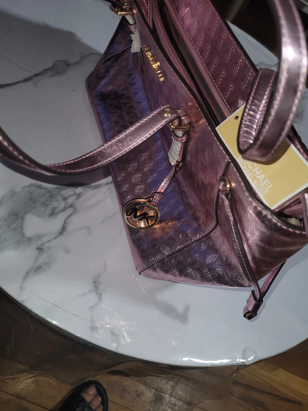 Michael Kors Rose Gold Metallic Tote Bag - photo 2