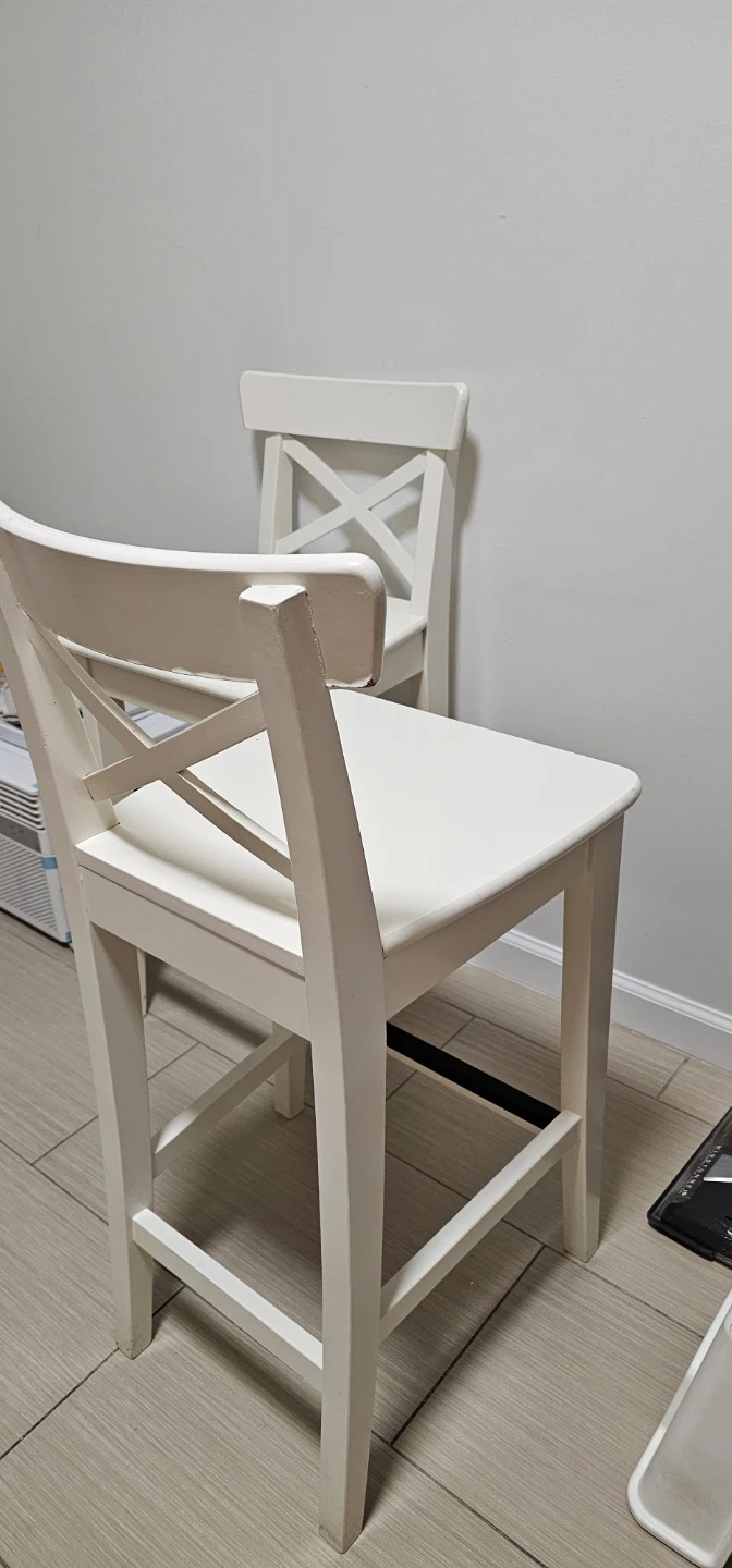 White Wooden Bar Stools - Set of 2 - photo 2